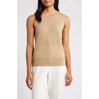 Anne Klein Metallic Sweater Vest In Light Gold