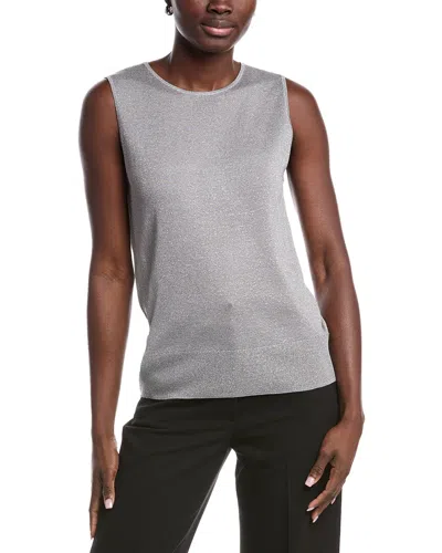 Anne Klein Metallic Tank Top In Silver