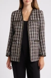 Anne Klein Metallic Tweed Jacket In Anne Black Multi