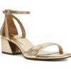 Anne Klein Mia Ankle Strap Sandal In Light Gold Smooth
