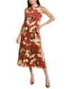 Anne Klein Womens Printed Sleeveless Midi Dress 0 16p In Orange