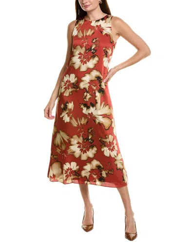 Anne Klein Floral Sleeveless Swing Dress In Orange