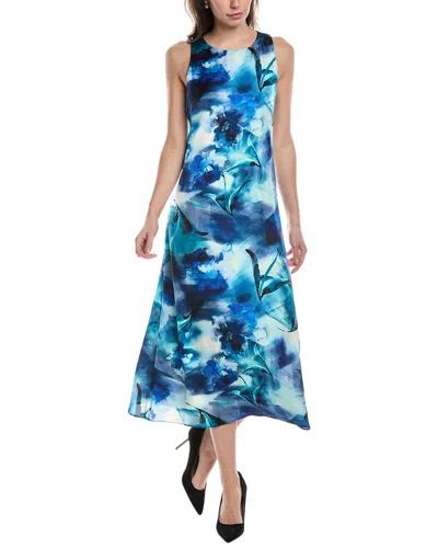 Anne Klein Floral Sleeveless Slipdress In Blue