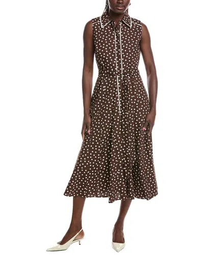 Anne Klein Midi Godet Shirtdress In Brown