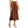 Anne Klein Midi Skirt Women's Brown Shimmer Pleated Pull-on Preppy Fts1243 In Brown