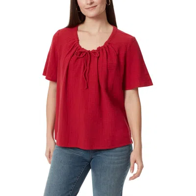 Anne Klein Millie Womens Knit V Neck T-shirt In Multi