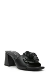 Anne Klein Milstone Flower Sandal In Black Pu