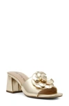 Anne Klein Milstone Flower Sandal In Gold Pu