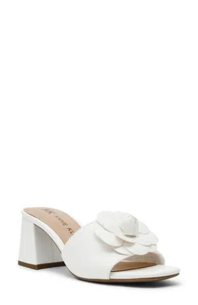 Anne Klein Milstone Flower Sandal In White Pu