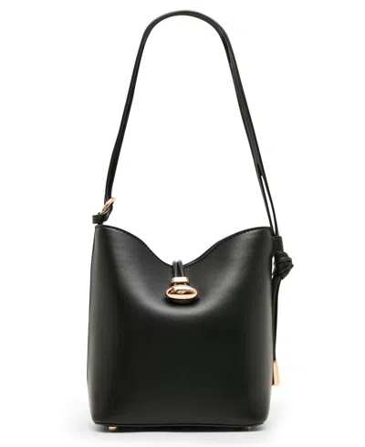 Anne Klein Mini Drawstring Bucket Handbag In Black