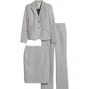 Anne Klein Mini Houndstooth Blazer, Skirt & Pants Set In Anne Black Combo
