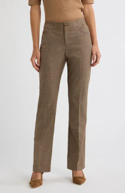 Anne Klein Mini Houndstooth Pants In Vicuna Multi