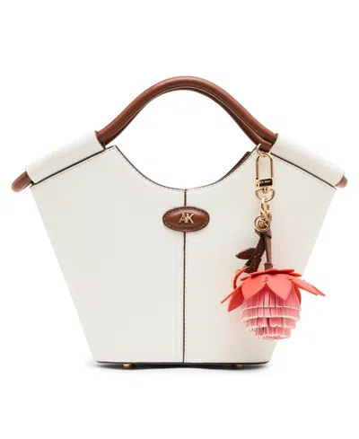 Anne Klein Mini Magnetic Snap Tote Handbag In White