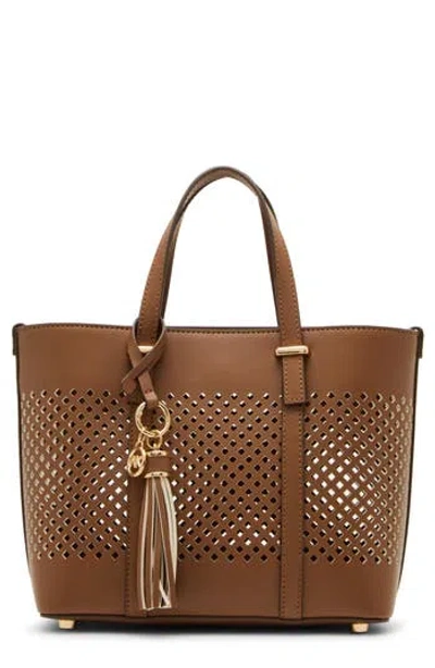 Anne Klein Mini Perforated Tote Bag In Brown