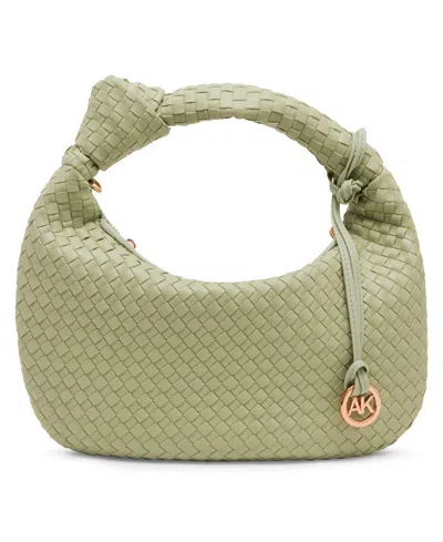 Anne Klein Mini Woven Shoulder Bag In Green Fig