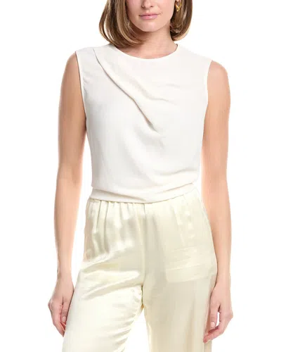Anne Klein Mixed Media Extended Shoulder Top In White