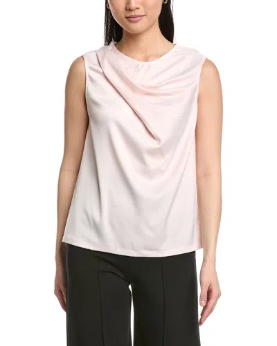 Anne Klein Mixed Media Pleated Top In Pink