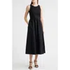 Anne Klein Womens Sleeveless Mixed Media Midi Dress Xxs P Xxl In Black