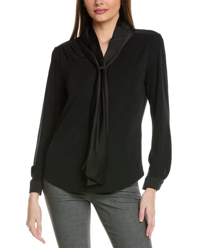 Anne Klein Mixed Media Top In Black