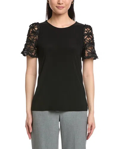 Anne Klein Mixed Media Top In Black