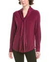 Anne Klein Womens Tie Neck Long Sleeve Blouse P Xxs Xxl In Burgundy