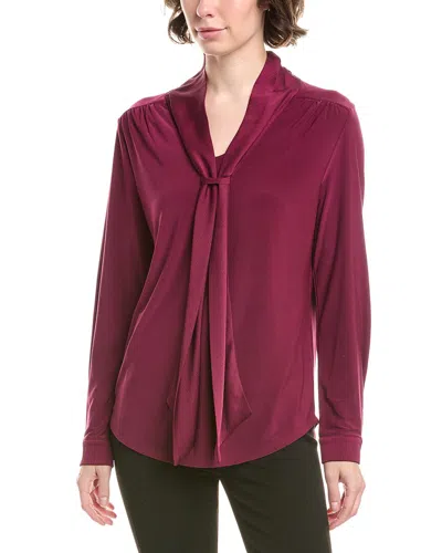 Anne Klein Mixed Media Top In Burgundy