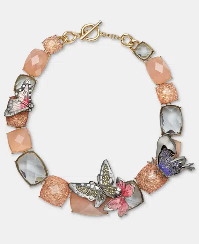 Anne Klein Mixed Stone Butterfly 18" Collar Necklace In Neutral