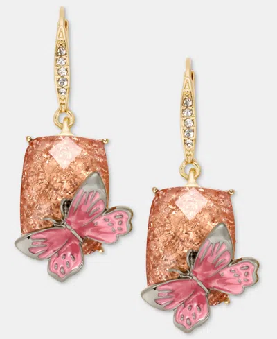 Anne Klein Mixed Stone Butterfly Drop Earrings In Multi