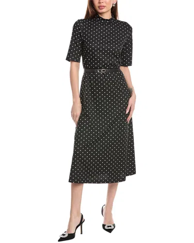 Anne Klein Mock Neck Midi Dress In Black