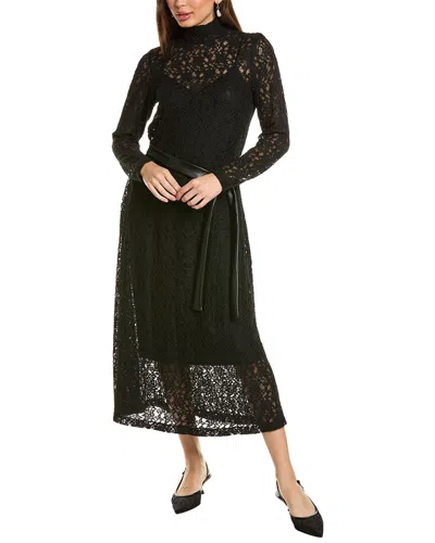 Anne Klein Mock Neck Midi Dress In Black