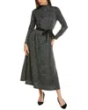 Anne Klein Mock Neck Midi Dress In Grey