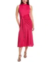 Anne Klein Mock Neck Midi Dress In Pink