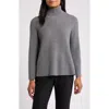 Anne Klein Mock Neck Rib Sweater In Graphite Heather Grey