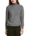 Anne Klein Diamond Stitch Mock Neck Sweater In Grey