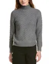Anne Klein Diamond Stitch Mock Neck Sweater In Grey