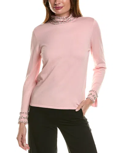 Anne Klein Mock Neck Top In Pink