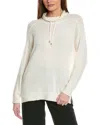 Anne Klein Mock Neck Wool & Cashmere-blend Sweatshirt In White