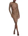 Anne Klein Leopard Print Long Sleeve Midi Dress In Animal Print