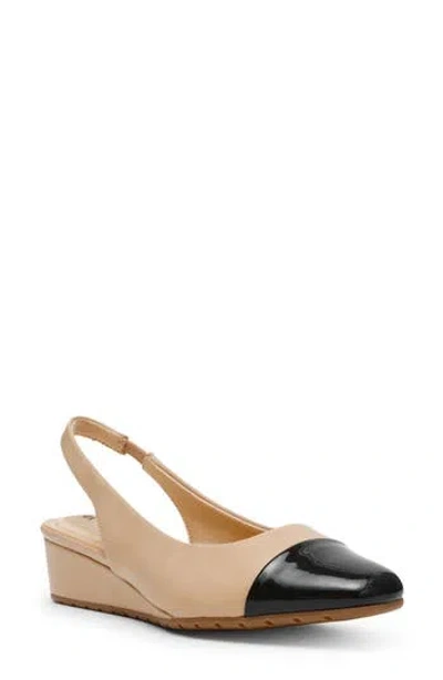 Anne Klein Monica Slingback Wedge Heel In Biscotti Nappa Pu