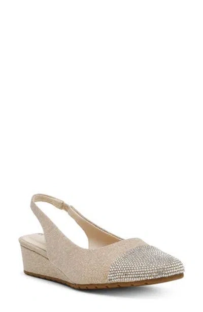 Anne Klein Monica Slingback Wedge Heel In Platinum Glitter