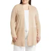 Anne Klein Plus Size Monterey Open-front Cardigan In Latte