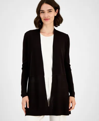 Anne Klein Monterey Open-front Longline Cardigan In Brown