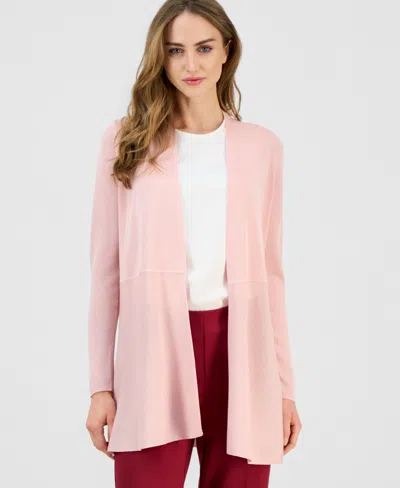 Anne Klein Monterey Open-front Longline Cardigan In Pink