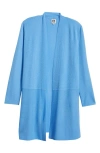 Anne Klein Monterey Peplum Cardigan In Shore Blue