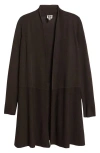 Anne Klein Montery Open Front Longline Cardigan In Black