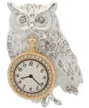 Anne Klein Mother-of-pearl Owl With Clock Pin In Metallic