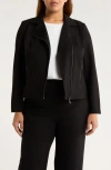 Anne Klein Moto Zip Ponte Jacket In Black