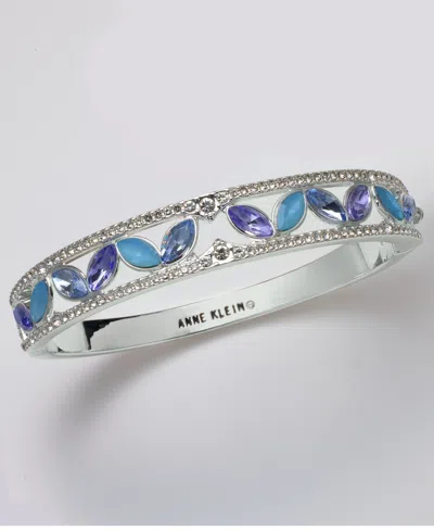 Anne Klein Multi-stone Gold-tone Hinge Bracelet In Gray
