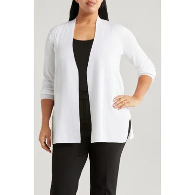 Anne Klein Napa Open Front Longline Cardigan In Bright White