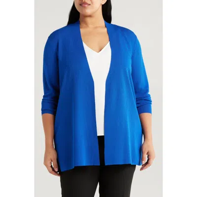 Anne Klein Napa Open Front Longline Cardigan In Santorini Blue